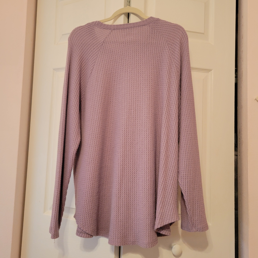 American Eagle Outfitters Purple Waffle Knit Top - Picture 2 of 4